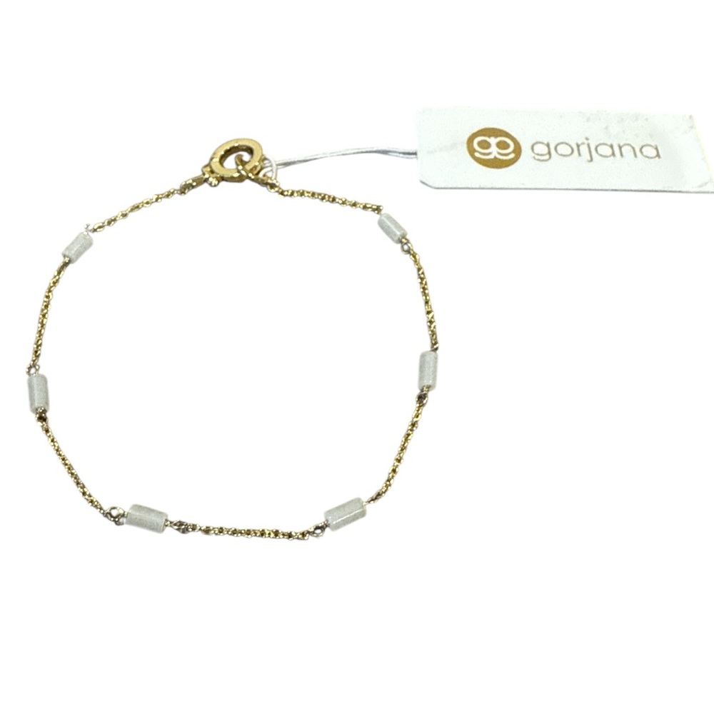 Gorjana Gold Bracelet with White Accents, NWT, Color-Gold/White